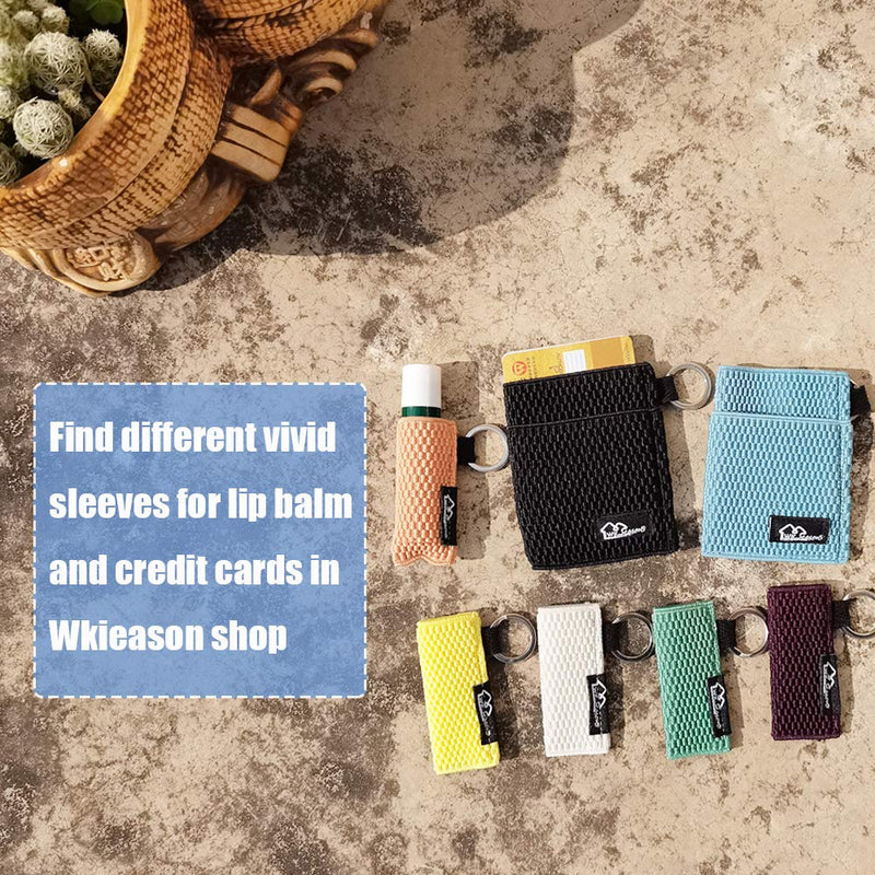 [Australia] - WKieason Lip Balm Sleeves Holder Keychain 3pcs Clip on Chapstick Keychain Holder Pouch Tight-Knit Elastic Lipstick Key Chain Holder (Black) Black 