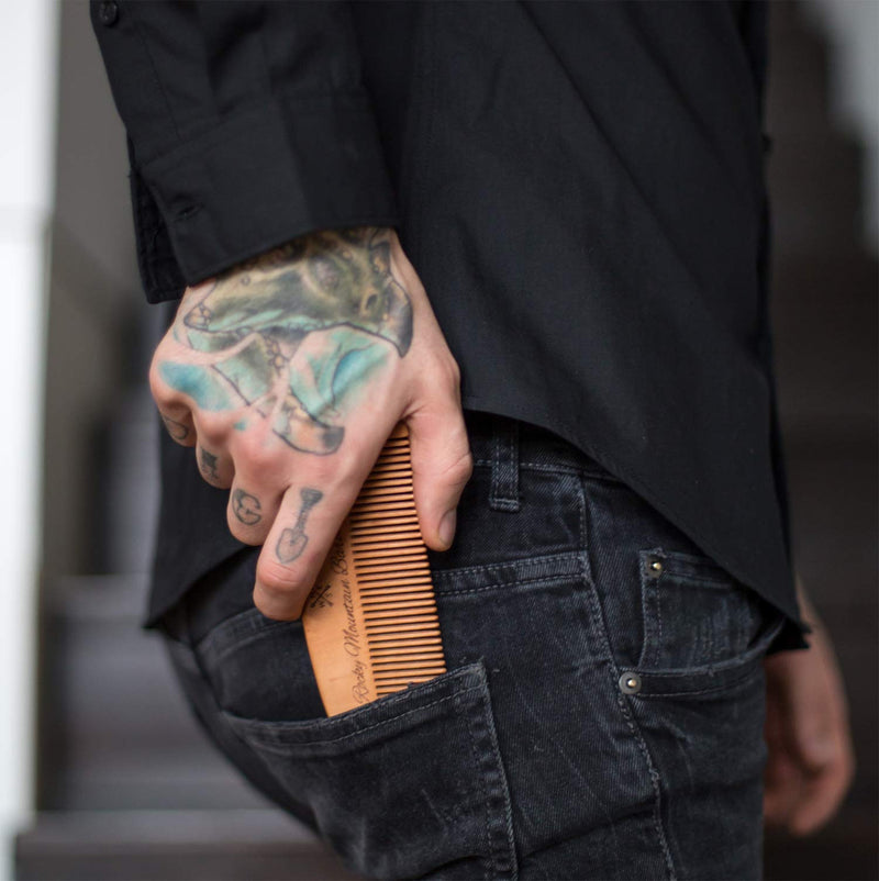 [Australia] - Hair Comb - Wood with Anti-Static & No Snag Handmade Brush for Beard, Head Hair, Mustache in Gift Box by Rocky Mountain 