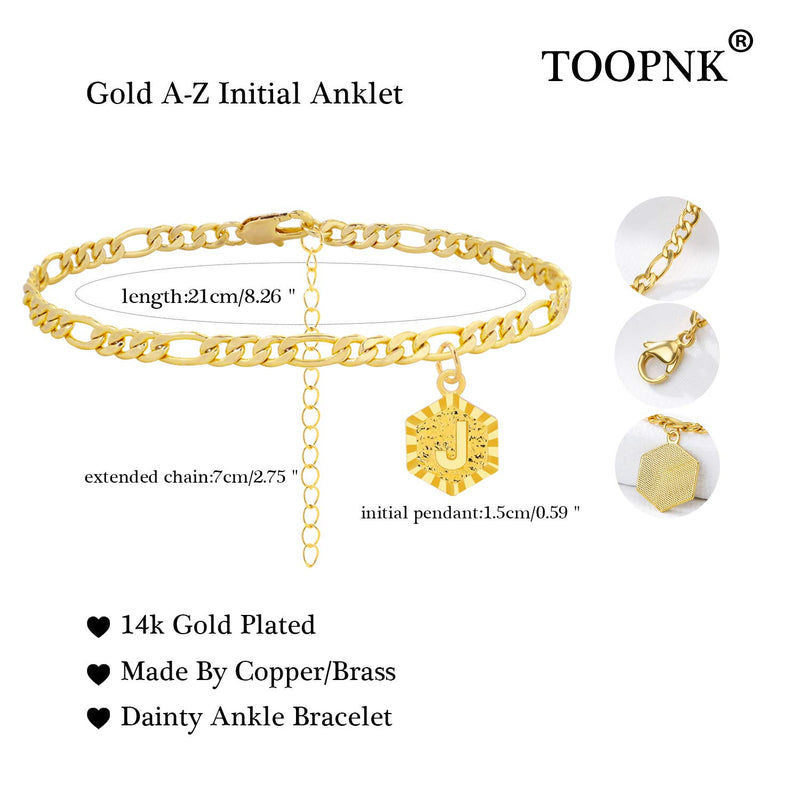 [Australia] - Initial Anklet Gold Ankle Bracelets for Women, Dainty Figaro Chain Anklet A-Z Letter Alphabet Anklet Cute Ankle Bracelet for Teen Girls Beach Foot Jewelry J 