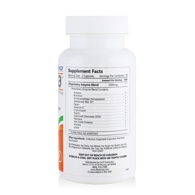 [Australia] - HCP Formulas - Fibrenza - Systemic Enzyme Complex with Fibrinolytic & Proteolytic Enzymes - Fibrin Defense, Inflammation & Cardiovascular Support - Vegetarian - Dietary Supplement - 60 Caps 