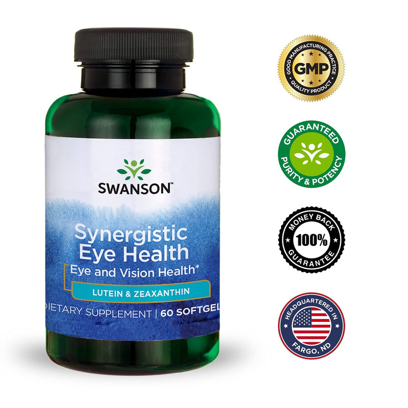 [Australia] - Swanson Lutein & Zeaxanthin Synergistic Eye Health Vision Retina Macula Supplement (Lutein 20 mg & OmniXan Zeaxanthin 2 mg) 60 Softgels Sgels 