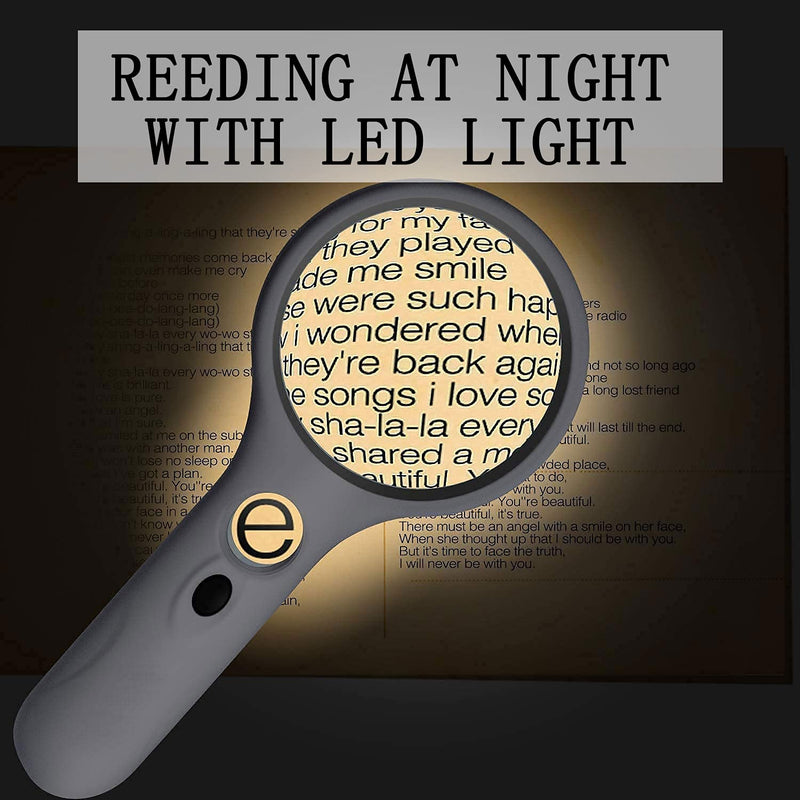 [Australia] - 3X 45X LED Lighted Magnifying Glass,Batteries Included,Illuminated Handheld Magnifier with Light,for Seniors Reading,Macular Degeneration,Newspaper, Antique, Exploring, Map, Stamp White 