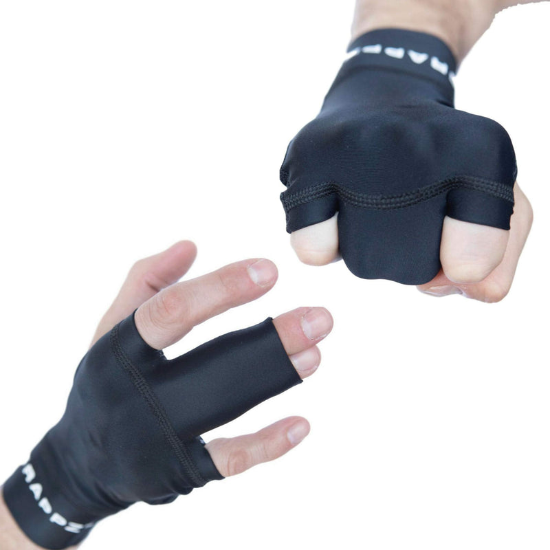 [Australia] - Middle Finger Tape Alternative Compression Gloves Pair, Sports Tape Alternative, Trigger Finger Splint, Injury Jam Protection Splint & Grip Support for BJJ & Sports Black Unisex XX-Large 