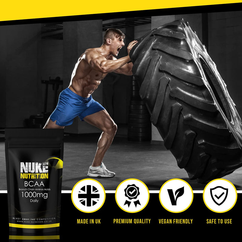 [Australia] - Nuke Nutrition BCAA Capsules | 60 Capsules 1000mg | Advanced Essential Amino Acids Supplement to Build Lean Muscle | Boost Recovery, Muscle Building & Growth | Leucine, Isoleucine & Valine | Vegan 60 Count (Pack of 1) 