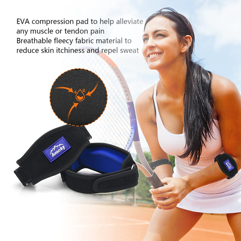 [Australia] - Aracky Tennis Elbow Brace with Compression Pad, Elbow Strap for Men & Women, 2-Count with 4 Adjustable Straps, Counterforce Band for Tedonitis, Tennis & Golfer's Elbow, Tension Relief 