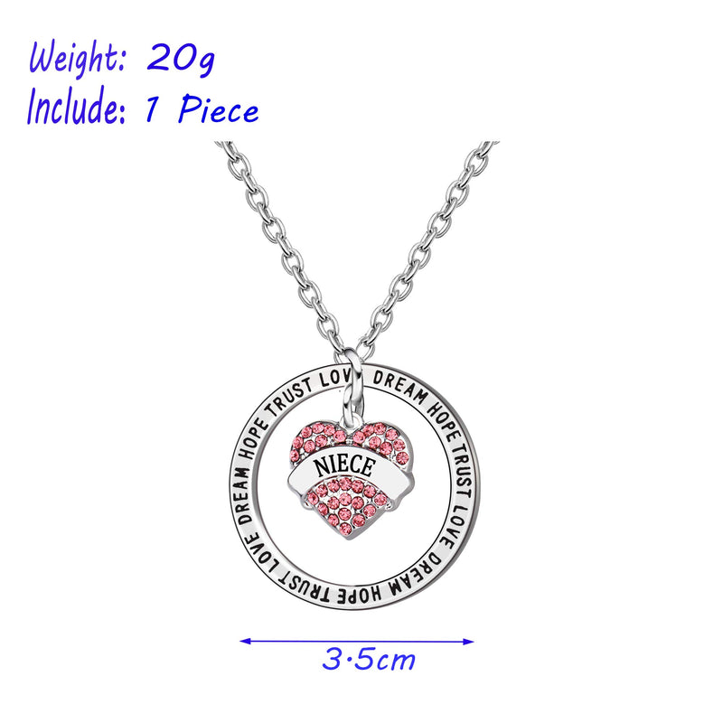 [Australia] - Niece Pendant Necklace From Aunt Love Jewelry Pink Heart Crystal Family Gifts Women Girl 