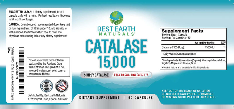 [Australia] - Catalase 15,000 - 60 Day Supply - Pure Catalase Antioxidant Enzyme 