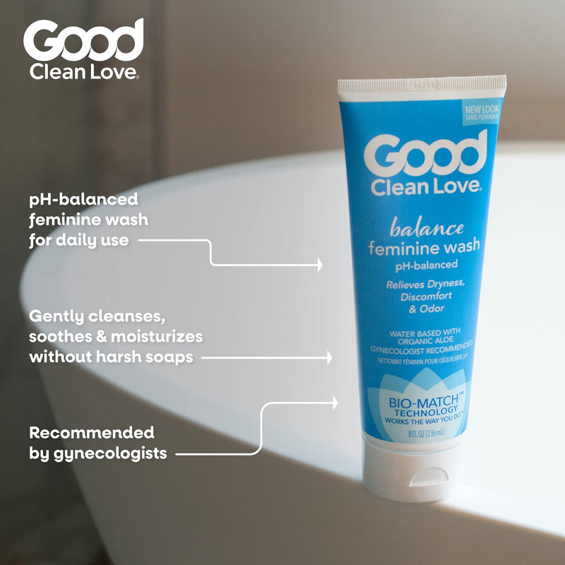 [Australia] - Good Clean Love Balance Moisturizing Wash, pH-Balanced Vaginal Soap for Women with Natural Ingredients, Gentle Cleansing Feminine Hygiene Product, Relieves Dryness & Reduces Odor, 8 Oz 