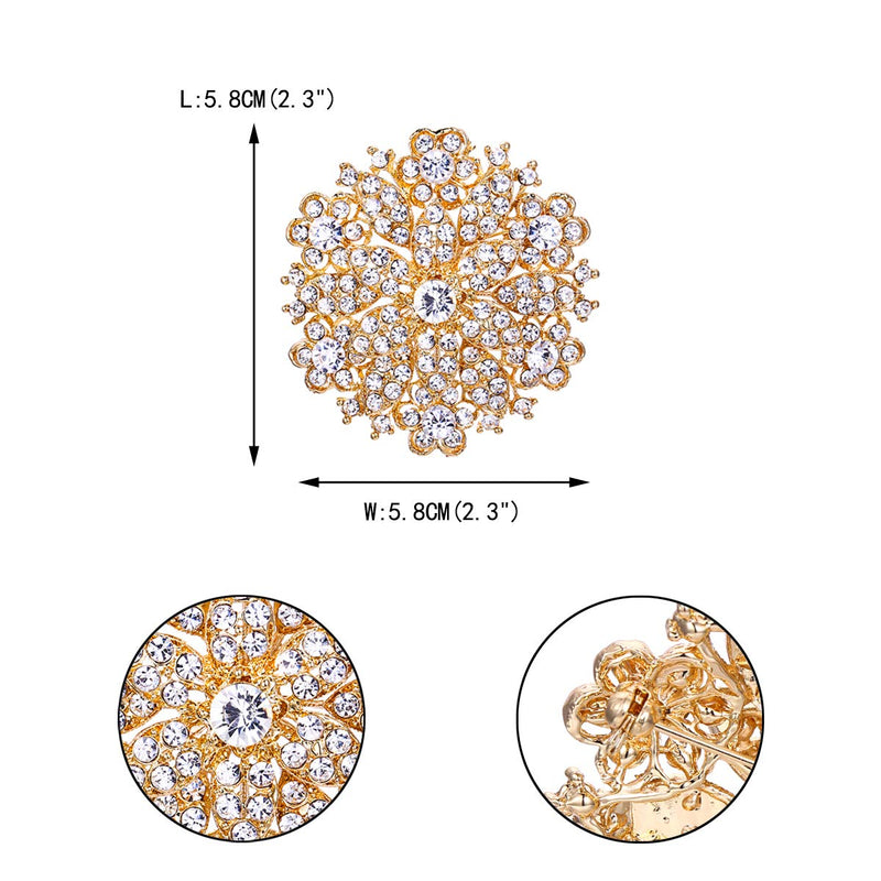 [Australia] - EVER FAITH Women's Clear Austrian Crystal Elegant Flower Wedding Corsage Brooch Pin for Bride Bridesmaid 1-Clear Gold-Tone 