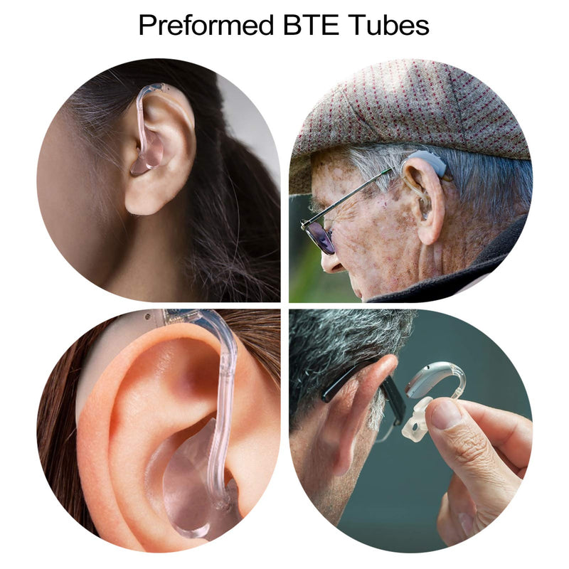 [Australia] - Hemobllo 4PCS Preformed BTE Earmold Hearing Aid Tubes - Hearing Machine Mold Tubes Clear PVC Sound Tube Replacement Tubes Hearing Aid Accessories 