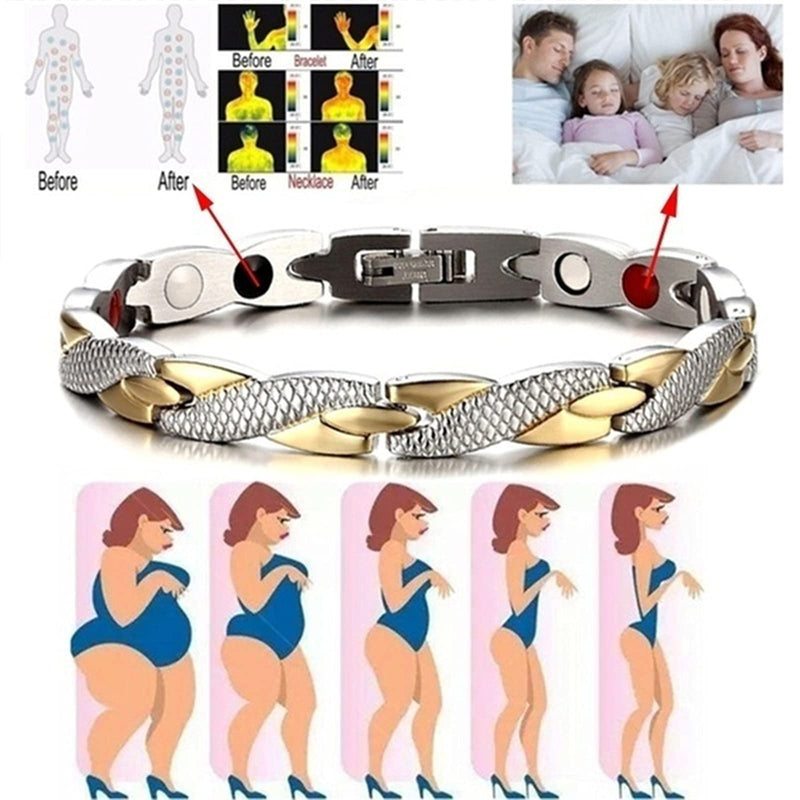 [Australia] - WDYY Elegant Magnetic Therapy Fit Plus Bracelet, Slimming Weight Loss Anti-fatigue Magnetic Bracelet for Men Women (Silver+gold) 