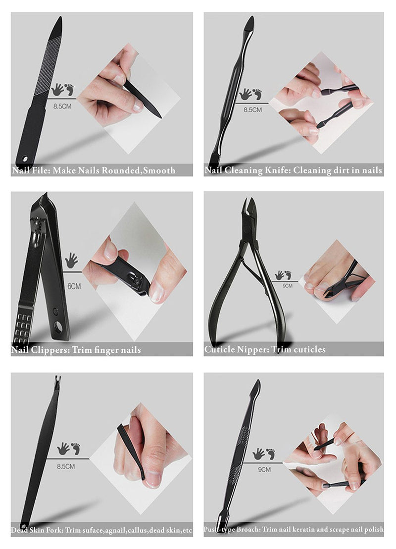 [Australia] - Manicure Set Nail Set Nail Clipper Kit Professional - Stainless Steel Pedicure Set Nail Grooming Kit of 15pcs with Case for Travel (Black/Yellow) Black/Yellow 