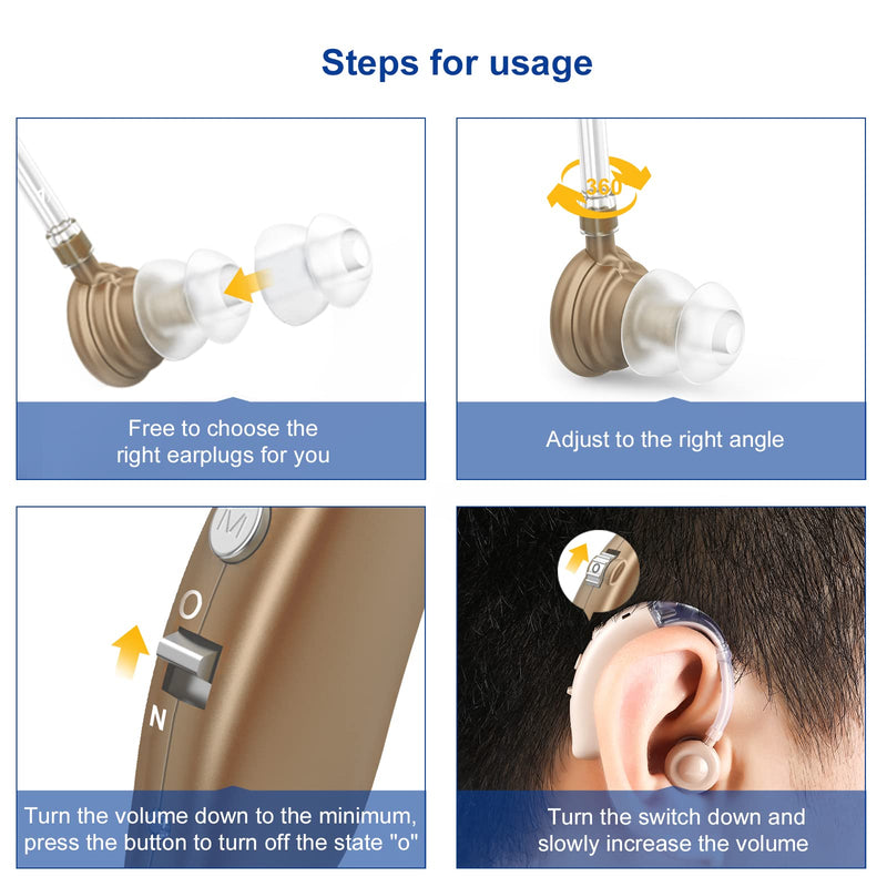 [Australia] - Hearing Aids for Seniors, Rechargeable with Noise Cancelling, Nano Hearing Aids,Digital Hearing Amplifier for Hearing Loss, Invisible Hearing Aid,Ear Sound Amplifier,Hearing Devices Assist(BROWN) Brown 