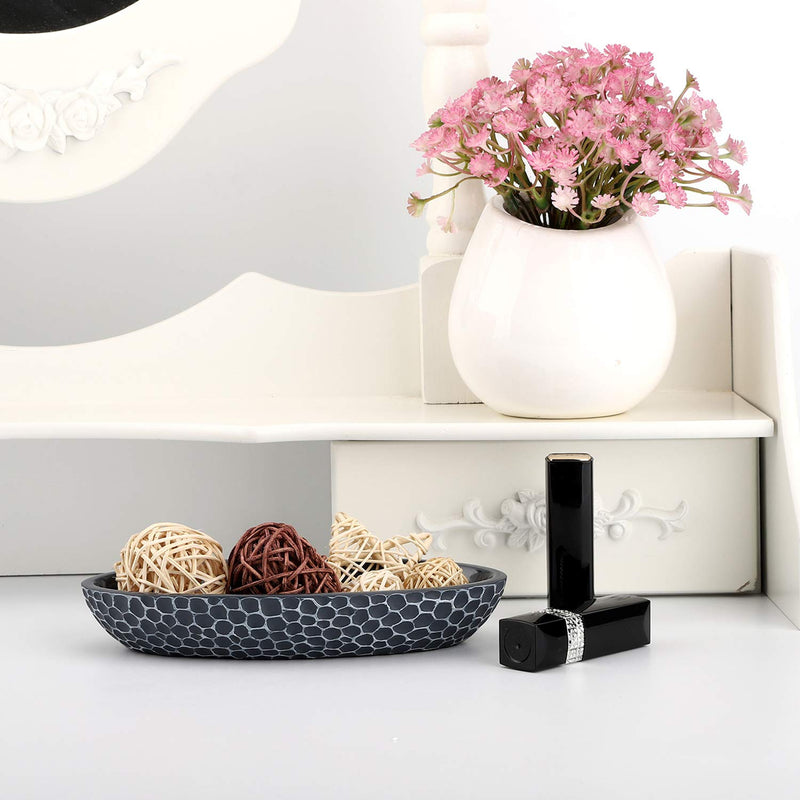 [Australia] - Emibele Jewelry Tray, Honeycomb Resin Jewelry Organizer for Ring, Earring, Necklace, Bracelet, Watches, Hairpin, Trinkets, Vanity, Desktop Decorative Bowl - Gray 