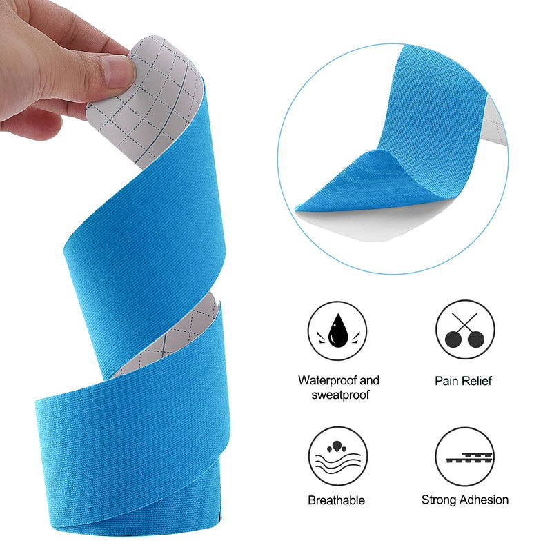 [Australia] - Kinesiology Tape Precut(1 Pack) Elastic Therapeutic Sports Tape Water Resistant Athletic Tape for Knees, Ankles, Shoulder, Elbow, Pain Relief and Injury Recovery 2 Inch x 16.4 feet Per Roll (Blue) (1 Pack) Blue 