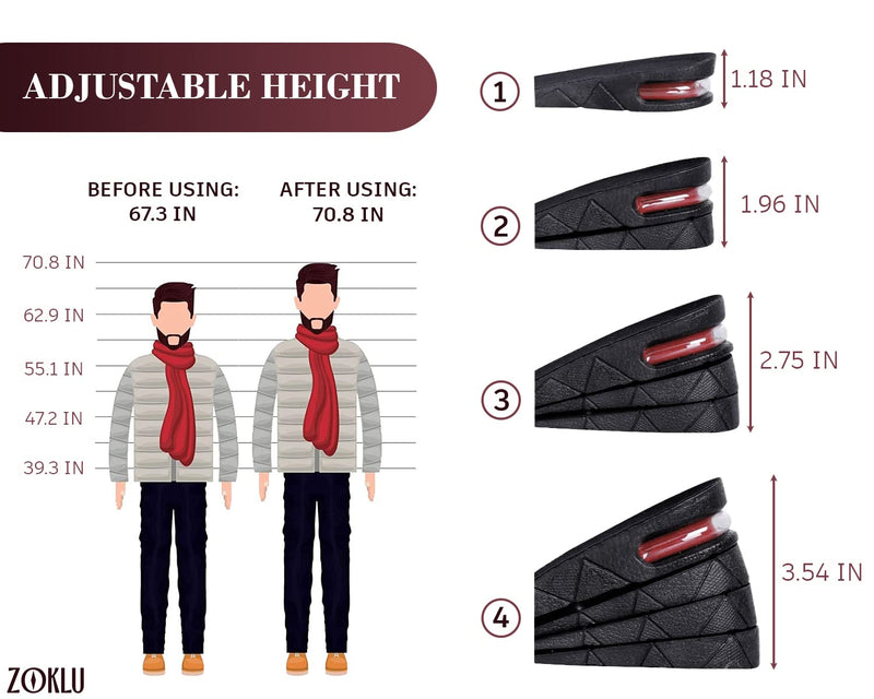 [Australia] - Height Increasing Shoe Inserts for Women - 1 Pair Orthotic Heel Lift Heel Inserts for Women Shoe Insoles Men Height Increase Elevator Shoes Flat Foot Insoles for Men Heel Cushion Insole Shoe Cushion 
