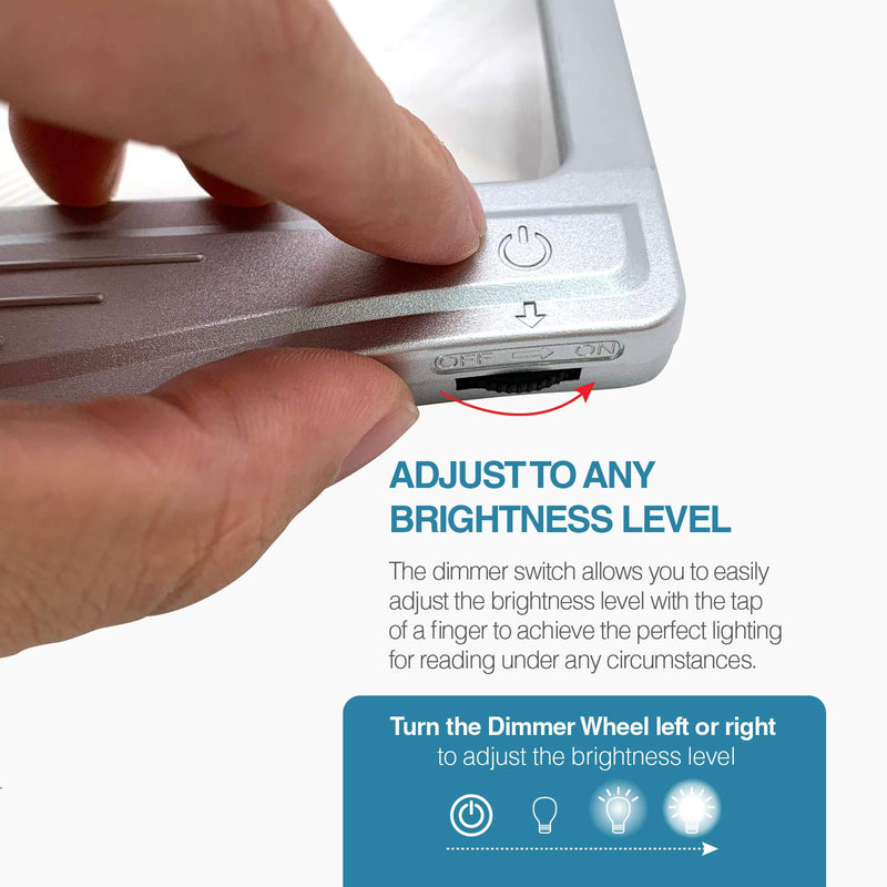 [Australia] - MagniPros 3X Large Ultra Bright LED Page Magnifier with 12 Anti-Glare Dimmable LEDs(Evenly Lit Viewing Area & Relieve Eye Strain)-Ideal for Reading Small Prints & Low Vision Seniors with Aging Eyes 