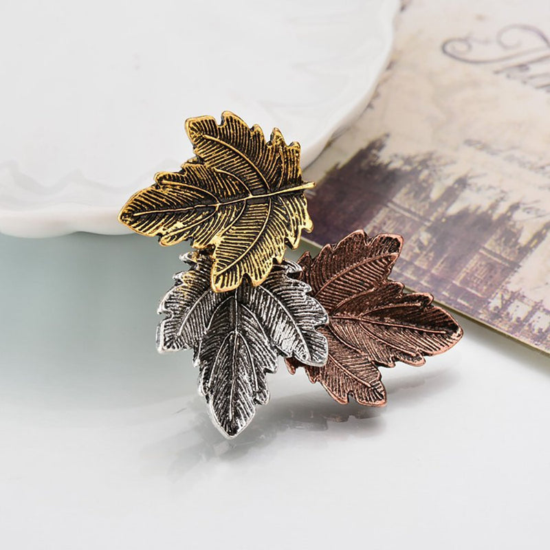 [Australia] - Vintage Broches Girls Pin Maple Leaf Brooch Bronze Brooches Pins Exquisite Collar for Women Dance Party Accessories 