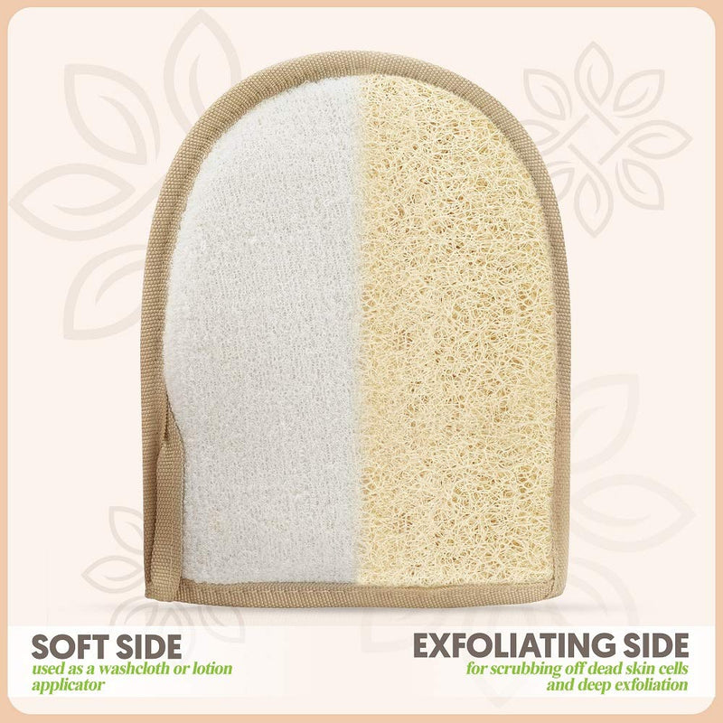 [Australia] - Premium Exfoliating Loofah Glove Pad Body Scrubber. Our Mitt Gloves are Made of Natural Egyptian Shower Loufa Sponge and Soft Cotton Materials (2 Pack) 