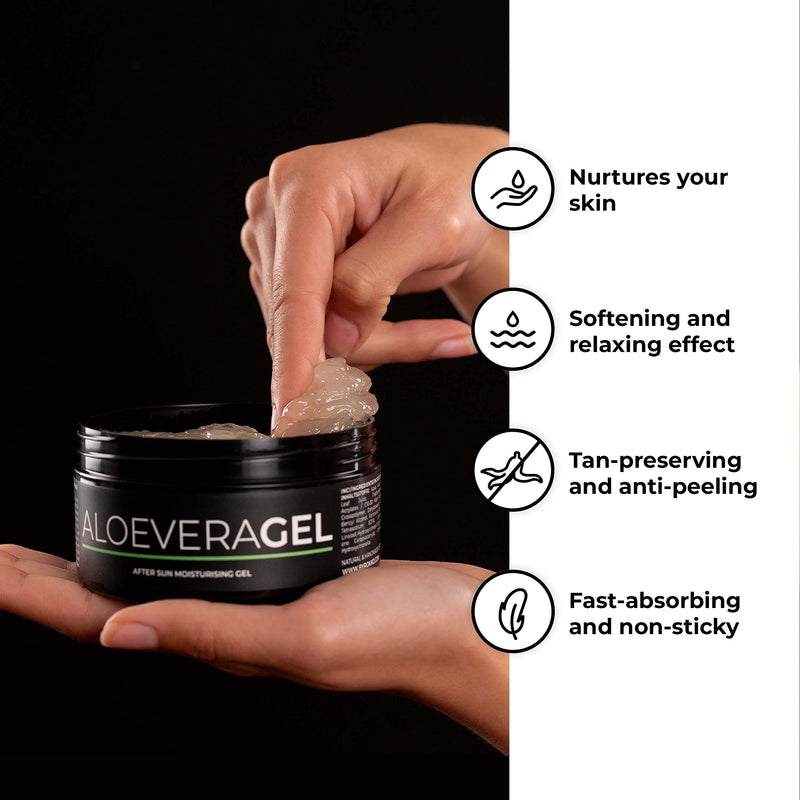 [Australia] - BYROKKO Aloe Vera Gel (215 ml), Fast-Absorbing After-Tanning Cooling Gel, Deeply Hydrates, Regenerates and Prevents Peeling, Natural Aftersun Skincare rich with Vitamins and Minerals 
