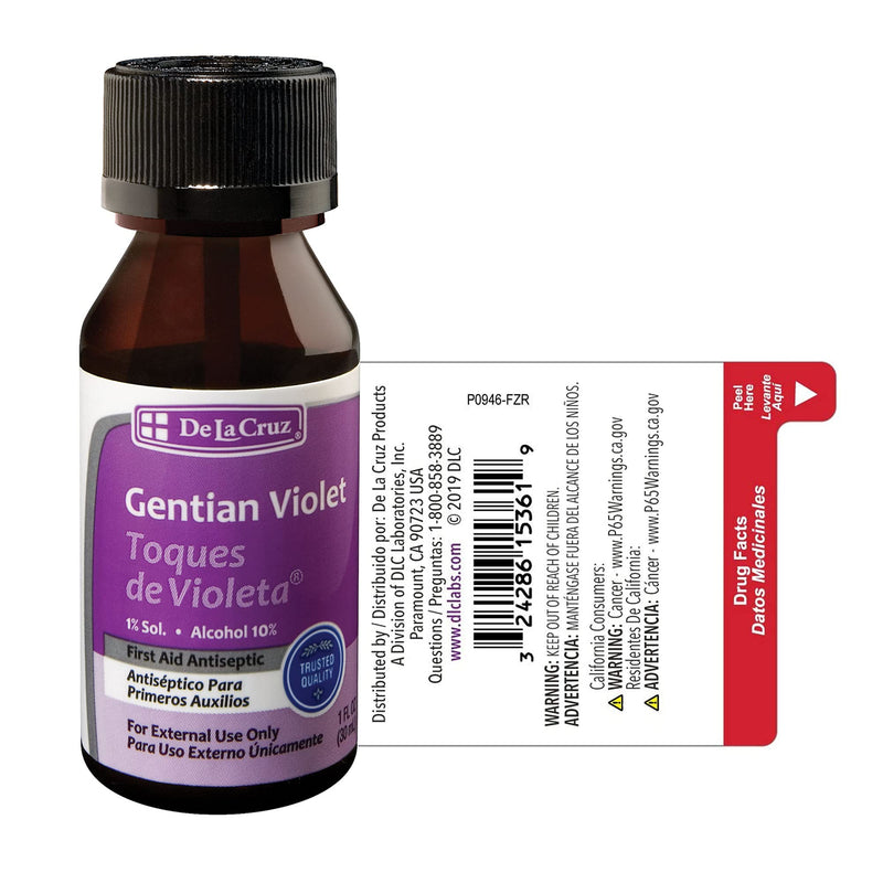 [Australia] - De la Cruz Gentian Violet - Violeta de Genciana - Tincture of Violet 1% First Aid Antiseptic, 1 FL OZ 1 Fl Oz (Pack of 1) 