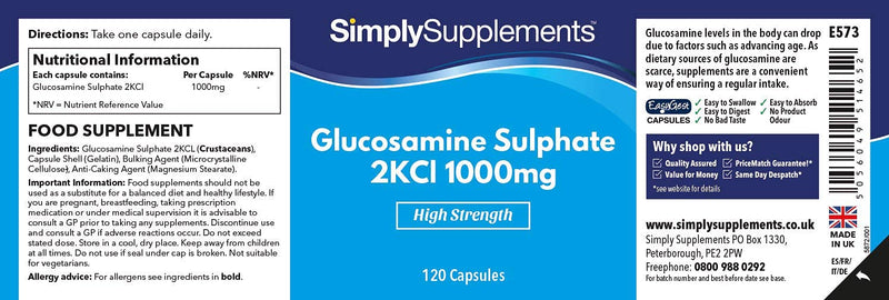 [Australia] - Glucosamine 1000mg | 120 Capsules | Perfect for Customers Looking to Support Active Living | Manufactured in The UK 