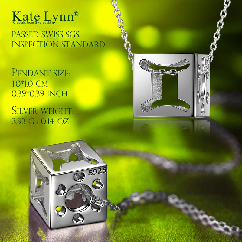 [Australia] - Kate Lynn Gifts for Her Christmas 925 Sterling Silver Necklaces Astrology 12 Constellation Sign Hollow Cubic Pendant Horoscope Zodiac Necklaces with Jewelry Box 17.5"+ 2.0" Gemini 