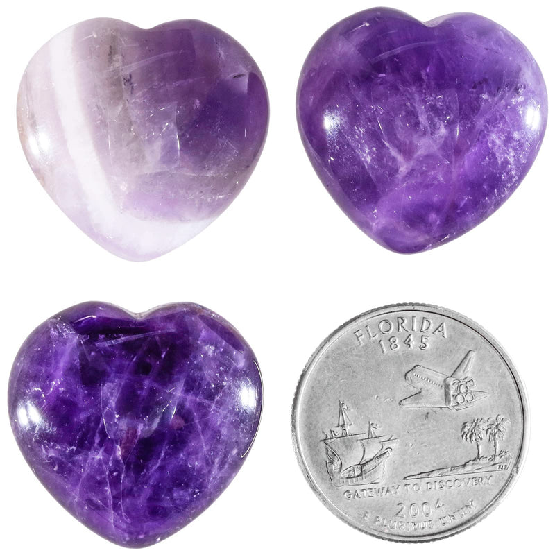 [Australia] - Nupuyai 5pcs Amethyst Crystal Heart Love Palm Worry Stone for Chakra Reiki Healing, Carved Stone for Home Decoration 2.5cm Purple/Amethyst 