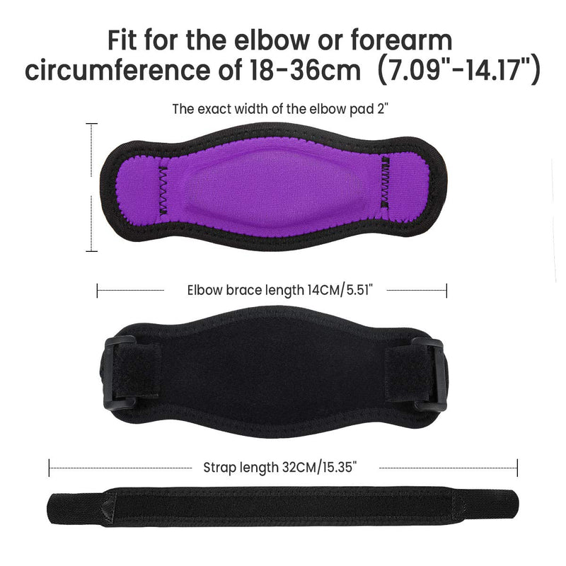 [Australia] - AVIDDA Tennis Elbow Support Strap, Adjustable Elbow Brace with Compression Pad for Tennis Elbow, Golfers Elbow, Pain Relief, Men, Women Purple 1 Pack 1 Pack Purple 