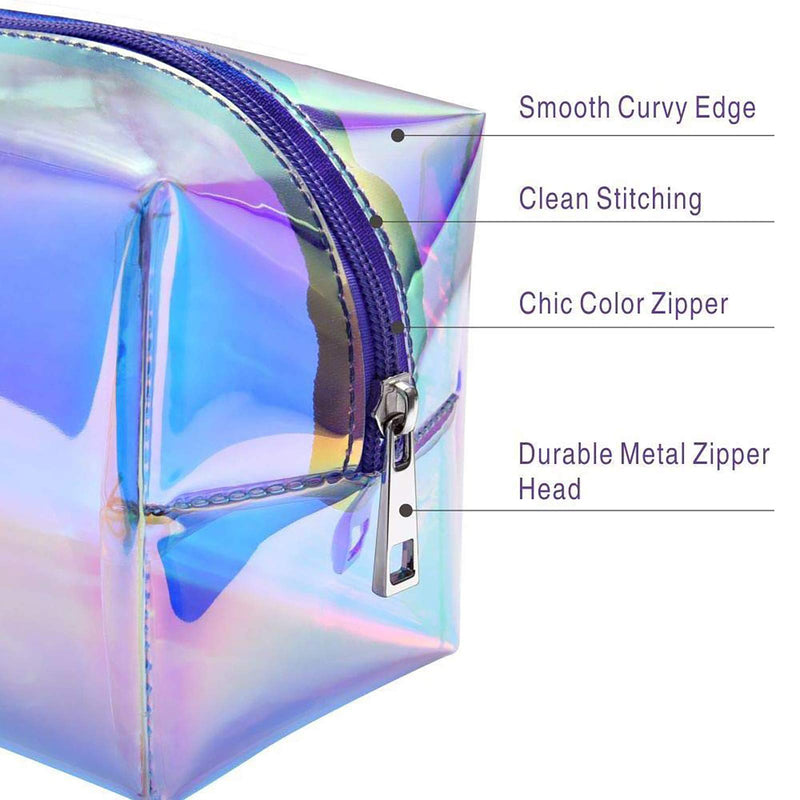 [Australia] - Makeup Bag, F-color Fashion Holographic Cosmetic Travel Bag Large Toiletry Bag Makeup Organizer for Women, Purple 