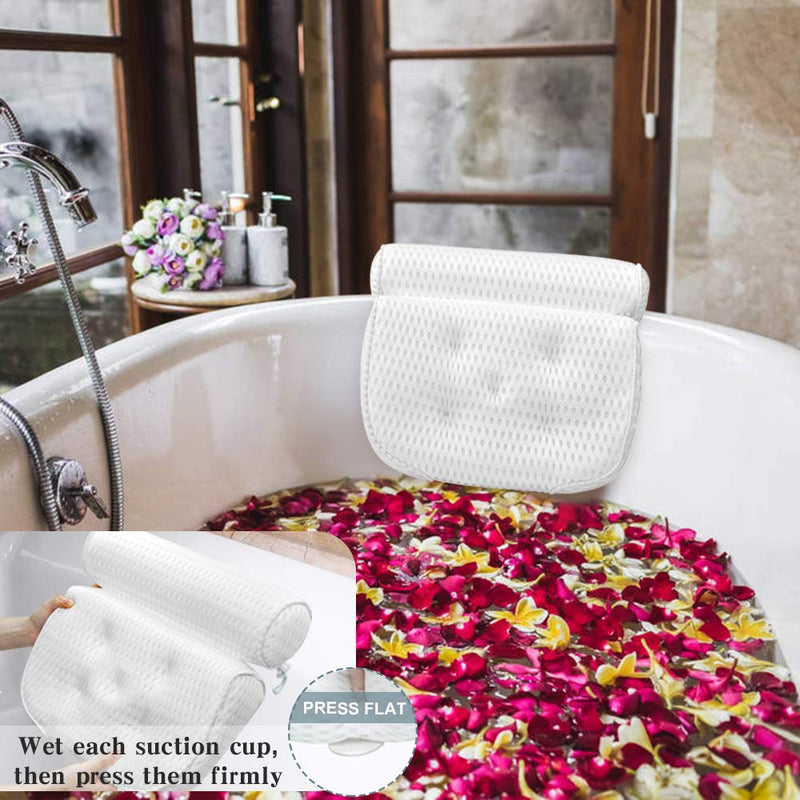 [Australia] - Bath Pillow Bathtub Pillow - Bath Pillows for Tub with Neck, Head, Shoulder and Back Support - 4D Air Mesh Spa Pillow for Bath - Extra Thick, Soft and Quick Dry 14 x 13.5 Inch 