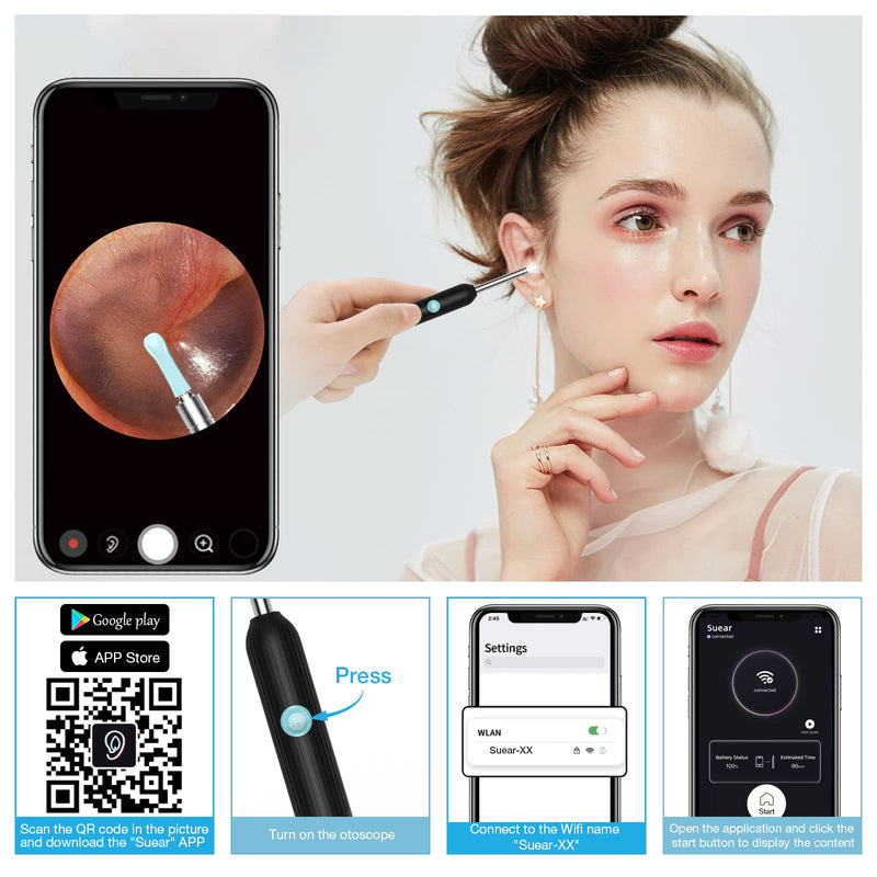[Australia] - VITCOCO Ear Wax Removal, Wireless Ear Cleaner with 1920P Camera, Ear Wax Removal Tool with 6 LED Lights, 3.9mm Ear Camera Otoscope with 6 Spoons, Ear Cleaning Kit for iPhone, iPad, Android Phones X7 