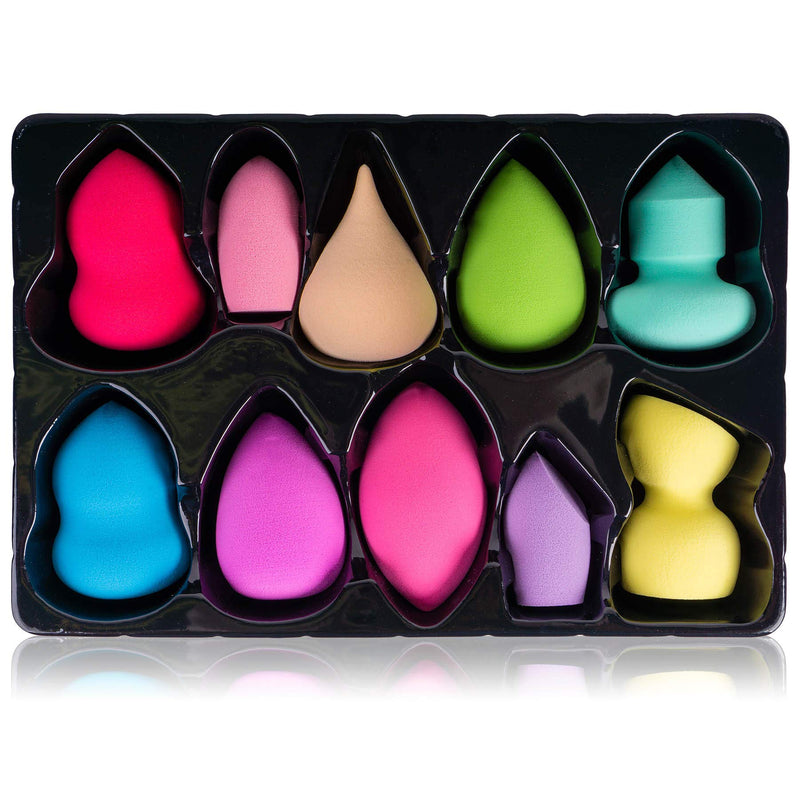 [Australia] - SHANY Makeup Premium Beauty Sponge Blender Puff Set - Latex-free & Vegan, Multipurpose Shapes & Colors - Set of 10 