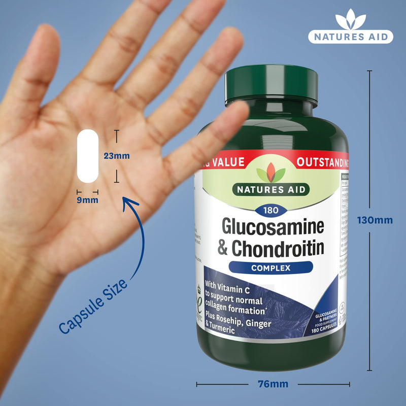 [Australia] - Natures Aid Glucosamine and Chondroitin Complex, with Vitamin C, Rosehip, Ginger and Turmeric, 180 Capsules 
