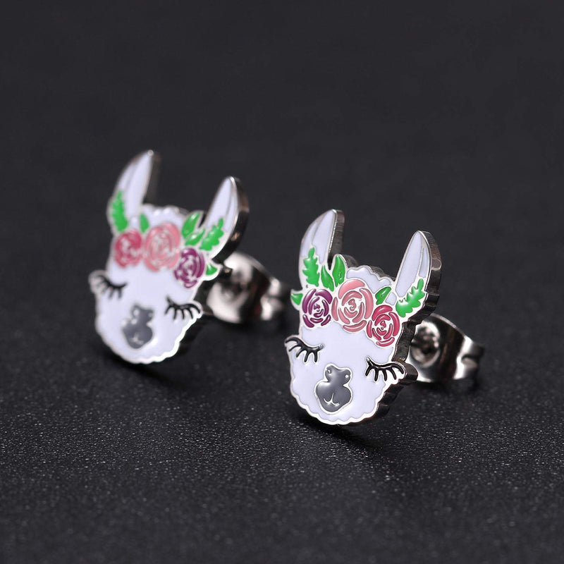 [Australia] - Cute Alpaca Necklace Animal Llama Jewelry Alpaca Stud Earrings Set 