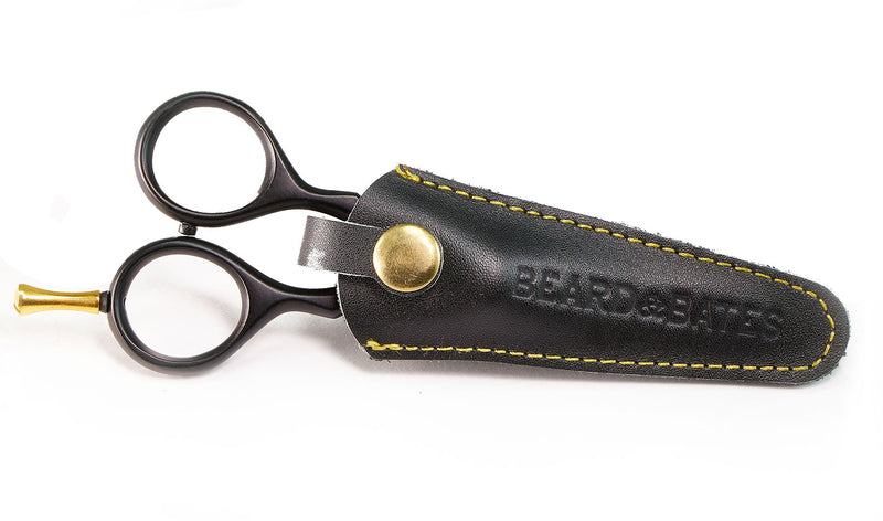 [Australia] - Beard & Bates | 1878 Black Label Shears | Premium Grooming Scissors with Holster for Beards and Mustaches 