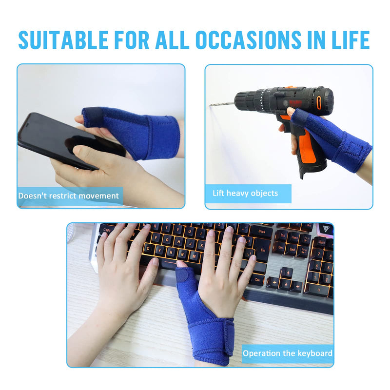 [Australia] - Thumb Splint, Shellvcase Reversible Thumb Brace Fits Left Right Hand Women and Men, Thumb Spica Splint for Pain Relief, Arthritis, Tendonitis, Sprained and Carpal Tunnel Supporting (Blue) Blue 