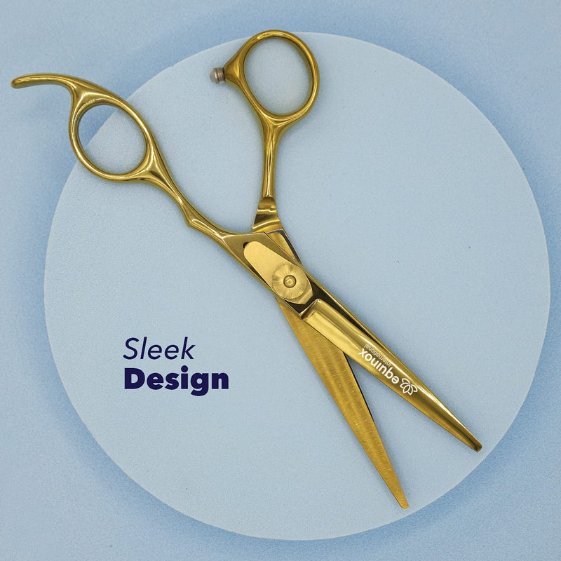 [Australia] - Equinox Professional Razor Edge Series - Barber Hair Cutting Scissors/Shears - 6.5" Overall Length with Fine Adjustment Tension Screw Liquid Gold 