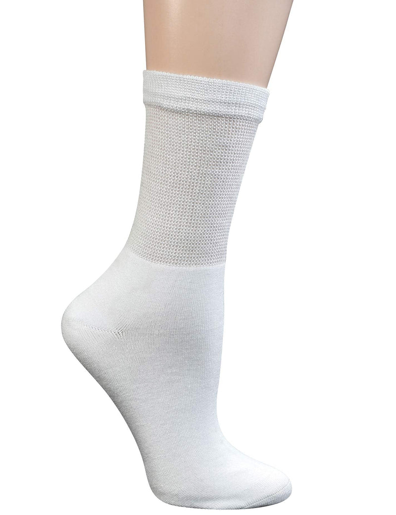 [Australia] - Yomandamor Womens Bamboo Diabetic Crew Socks With Seamless Toe,6 Pairs Size 9-11 6 Pairs Solidwhite 