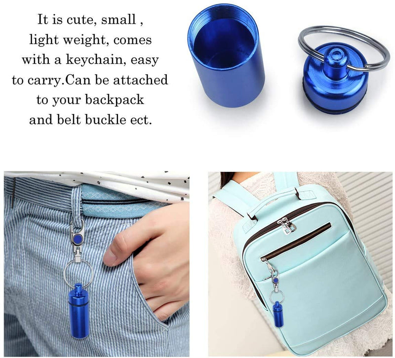[Australia] - ZGTS 5PCS Waterproof Aluminum Pill Box Pocket Pill Case Portable Container Keychain Pill Holder Pill Container for Outdoor Travel Camping Multi Colors 