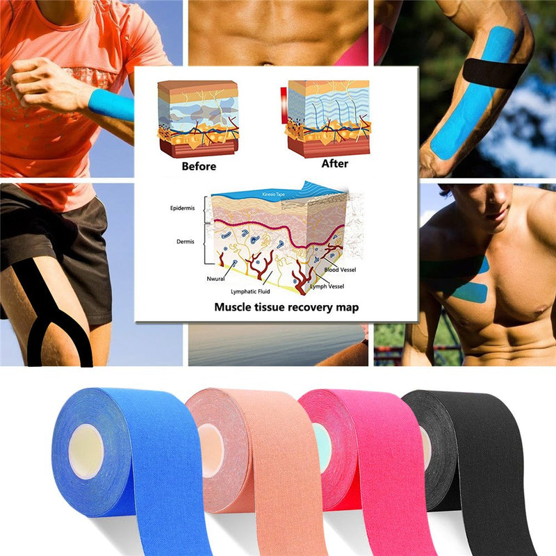 [Australia] - Kinesiology Tape 2 Rolls Combo Pack for Athletic Sports, Recovery and Physiotherapy Free, Waterproof, Uncut, 2-Inch x 16.4-Feet Black Pink 