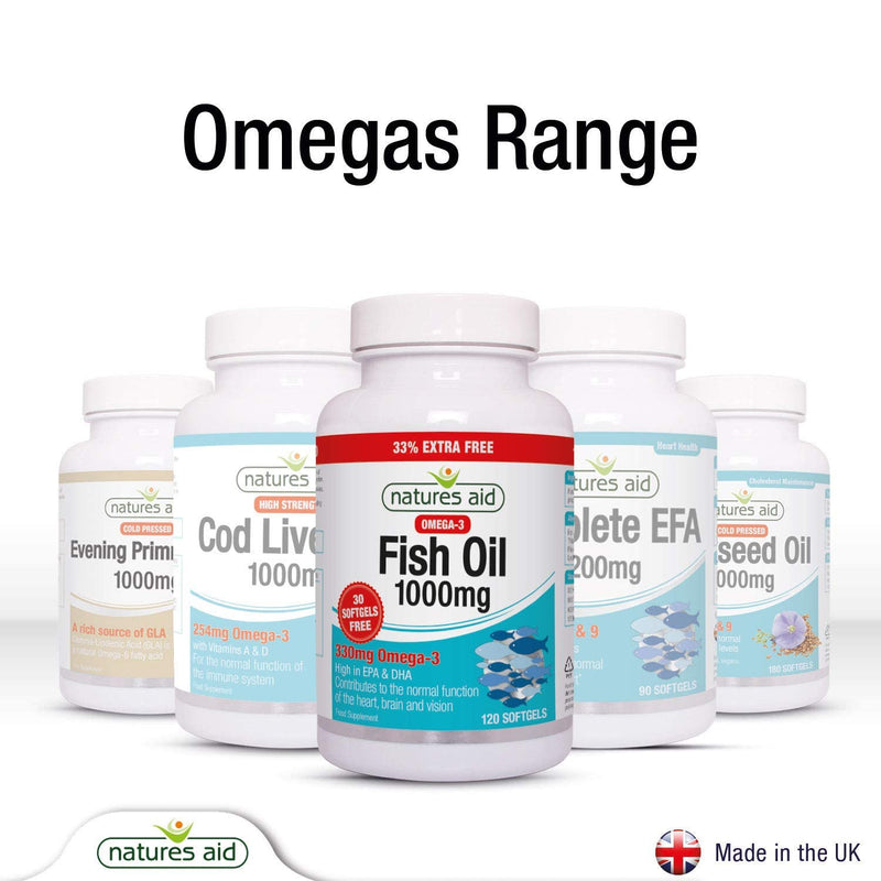 [Australia] - Natures Aid Fish Oil 1000mg | Omega 3 (180mg Epa & 120mg Dha) | Made In The UK, 120 Softgels for The Price of 90, 120 Capsules 