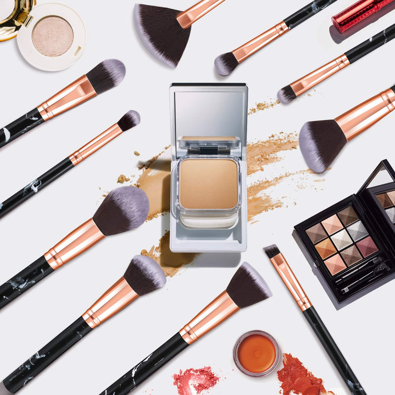[Australia] - Makeup Brushes 10Pcs Marble Makeup Brush Set Foundation Powder Blush Blending Eyeshadow Brushes Sets Black 