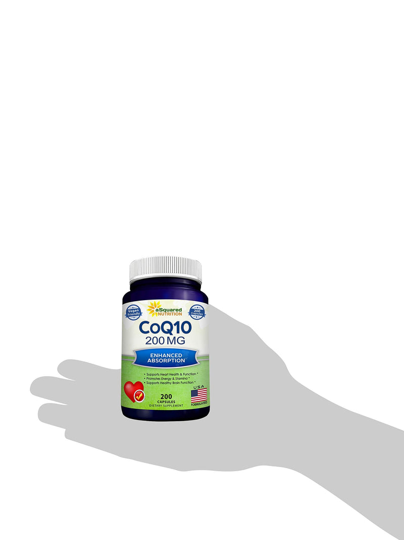 [Australia] - CoQ10 (200 Capsules and 200mg) - High Absorption Vegan CO Q-10 Powder - Enzyme Ubiquinone Supplement Pills, Extra Antioxidant Coenzyme Q10 Vitamin Tablets, Coq 10 for Healthy Blood Pressure & Heart 