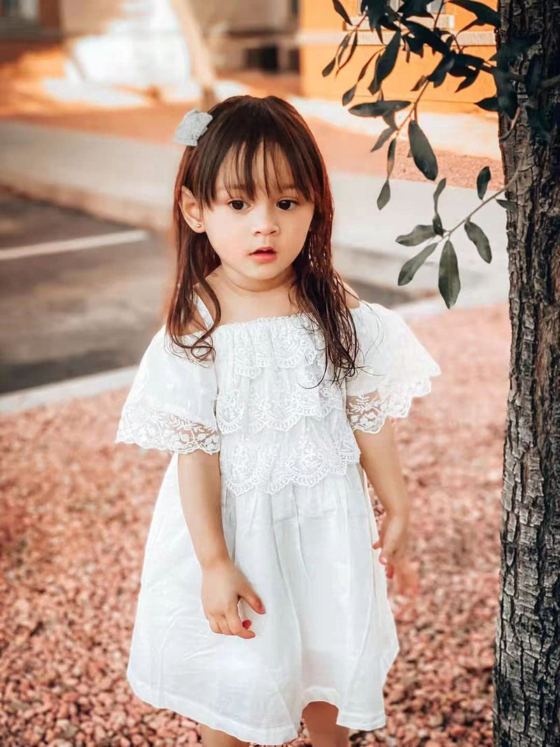 [Australia] - VINUOKER Toddler Baby Girls Cotton White Dress Embroidery Party Wedding Princess Dress Girls Beach Summer Tunic Dress… 6-12 Months 