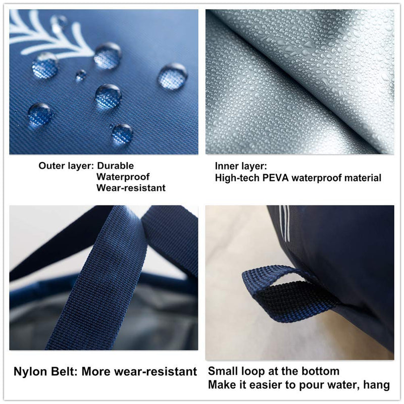 [Australia] - DoroSun 14L Collapsible Foot Soaking Bath Basin Bag with Handles for Kids, Portable Pedicure Feet Spa Bucket Tub for Travel Camping, Dark Blue 14L (473 Ounce)(Better for Small Feet or Kids) 