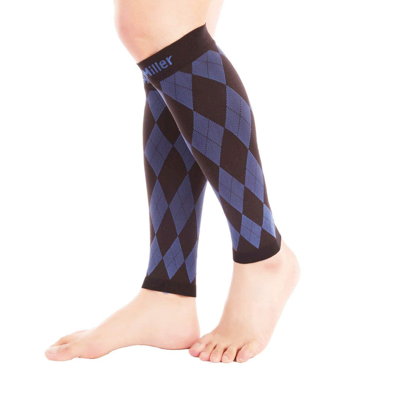 [Australia] - Doc Miller Calf Compression Sleeve for Men & Women - Fast Leg Pain Relief from Shin Splints, Varicose Veins - All Day Calf Support for Running, Travel & Everyday Use Black.Blue Small 