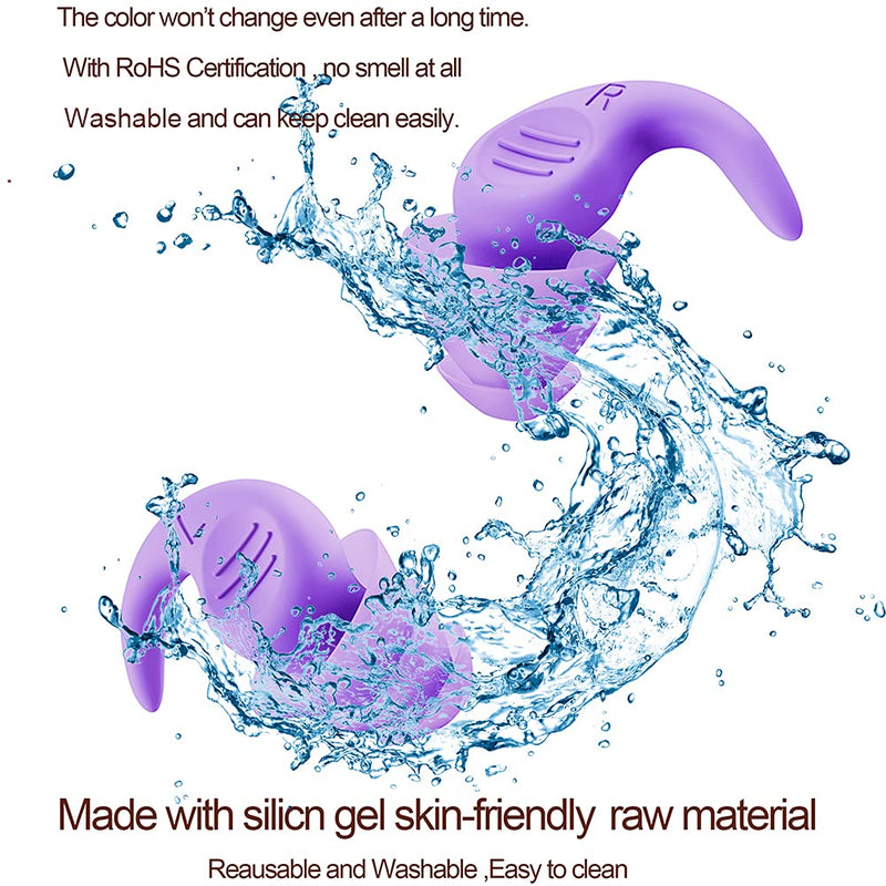 [Australia] - Noise Reduction Ear Plugs Silicone Ear Plugs for Sound Blocking Sleeping 1 Pair Noise Reduction Soft Comfortable Silicon Earplugs for Concert Construction Shooting Sleeping Travel (Purple) Purple 