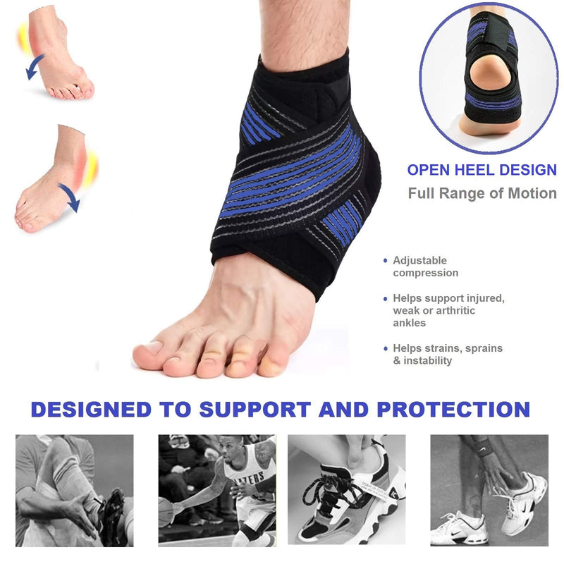 [Australia] - Ankle Brace Support for Men and Women, Adjustable Compression Ankle Protection Wrap, Breathable Stabilizer Super Elastic Ankle Supporting for Sprain, Injury Recovery, Plantar Fasciitis , One Size Fits Most (1 pcs) 