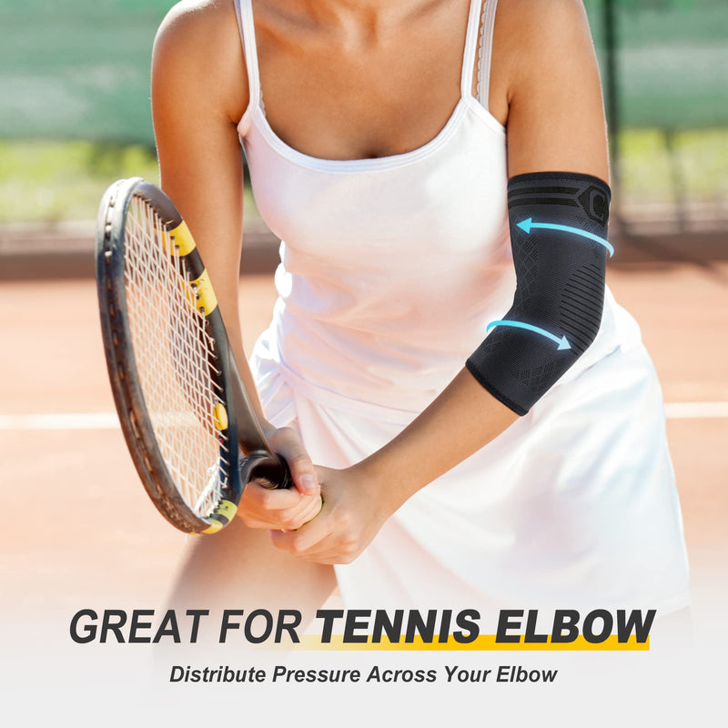 [Australia] - CAMBIVO 2 Pack Elbow Brace for Tendonitis, Tennis Elbow Compression Support Sleeve for Golfers Elbow Pain Relief, Arthritis, Bursitis, Workout, Weightlifting (Black, Large) Black (2 Pack) 